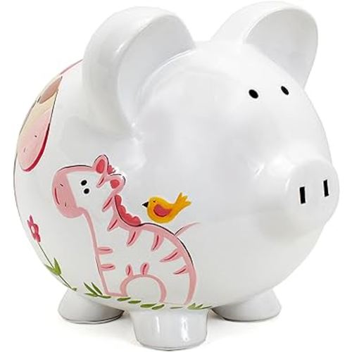 Child to Cherish Ceramic Piggy Bank for Girls, Jungle Jill
