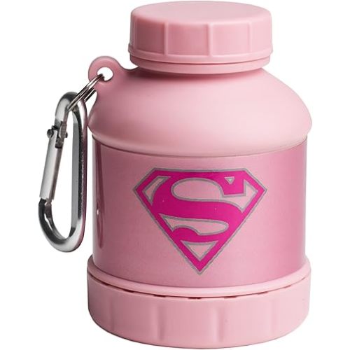 Smartshake Justice League Whey2Go Supergirl Protein Powder  Storage Container 50g – BPA Free Shaker Bottle Funnel for Formula Shakes 110ml, DC Comics Supergirl Gifts for Women