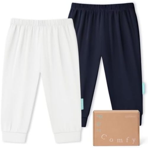 PurComfy Supersoft Baby Pants, 2-Pack Premium Bamboo Viscose Jogger Pants, Elastic Waist, Unisex 0-24 Months