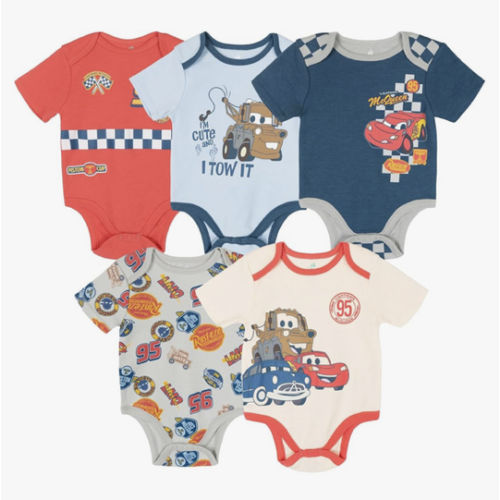 Disney Baby 5-Pack Short Sleeve Bodysuits Newborn to Infant