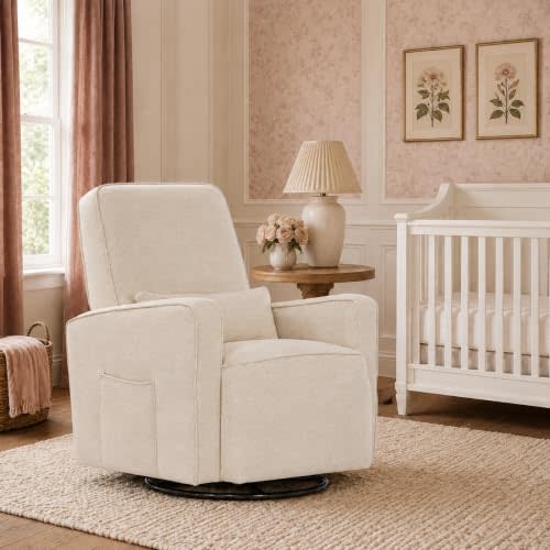 Evolur Holland Upholstered Plush Seating Glider Swivel, Glider Chair for Nursery in Thunder, Modern Nursery Glider, Tool-Free Assembly, Easy to Clean, Environmentally Conscious Glider