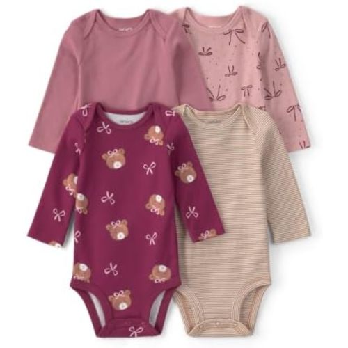 Carter's Baby Girls' 4-pack Long Sleeve Bodysuits