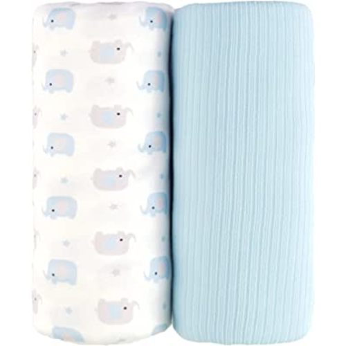 Viviland Jersey Swaddle Blanket, Ultra Soft Stretchy Receiving Blanket, Baby Boy Newborn Swaddle Wrap, 40 x 30 inches, 2 Pcs, Elephant