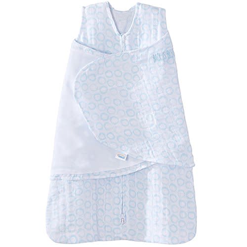 Halo 100% Cotton Muslin Sleepsack Swaddle Wearable Blanket, Circles Turquoise, Small