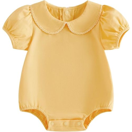 Balaflyie Bubble Romper Baby Boy Girl Cotton Collar Bodysuit Oversize T-shirt Romper Infant Top