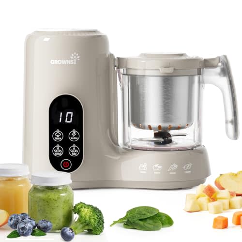 Grownsy Baby Food Maker with Stainless Steel Steam Basket,Steamer & Blender | Baby Food Processor, Healthy Homemade Baby Food Purees, Starting Solids & BLW, Baby Feeding Essentials, 6+ Months