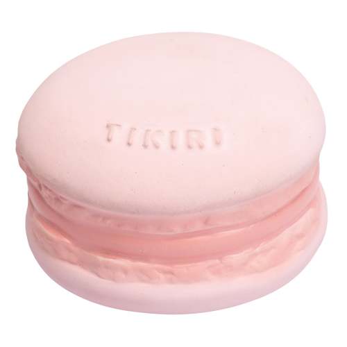 Macaroon Natural Rubber Teether, Rattle & Pretend Play
