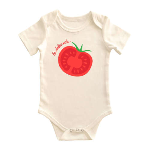 La Dolce Vita Bodysuit: Tomato Graphic Italian Baby Outfit – Chunky Deli
