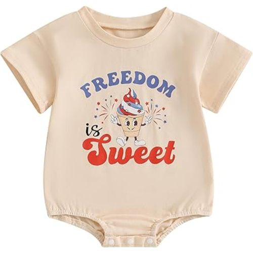 4th of July Baby Boy Girl Outfit Hot Dog Fourth of July Bubble Romper Newborn Toddler Independence Day Clothes