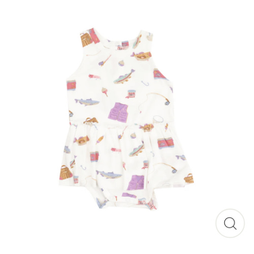 Bodysuit with Skirt - Fishing Things Pink – Angel Dear