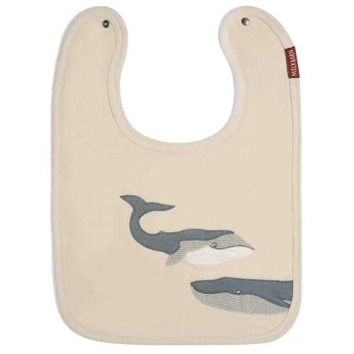 Whale Appliqué Organic Linen Two-Layer Bib