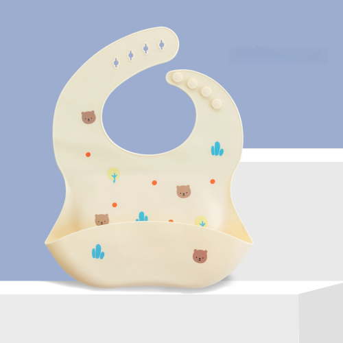 Food Grade Silicone Baby Feeding Bib, Waterproof Easy Wipe Clean Drool Bib with Food Catcher Pocket, Lightweight Summer Reusable Toddler Bib