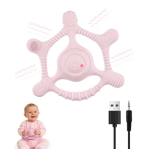 Sensory Chew Necklaces Vibrating teether for Kids - Chewelry Chew Toys for Autism, ADHD & Sensory Needs, BPA-Free Teething Relief & Anxiety Fidget (Pink)
