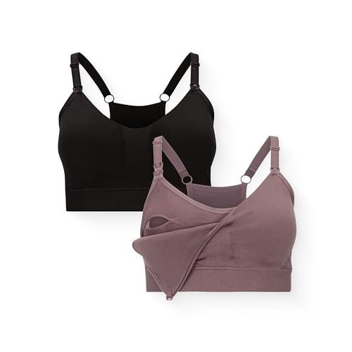 Kindred Bravely Essentials Sports Pumping and Nursing Bras, Hands Free, Nursing Bras for Breastfeeding, 2 Pack