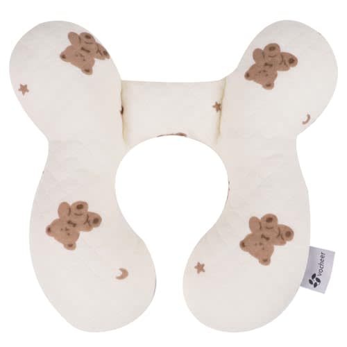 vocheer Baby Neck Pillow for Car Seat, Head and Neck Support for Infant | Baby Support Travel Pillow for CarSeat, Stroller, Pram, Pushchair, Baby Swing and Bouncer, Soft PP Cotton, Bears