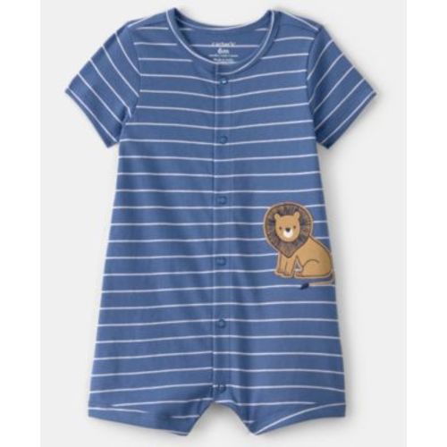 Baby Boys' Striped and Lion Graphic Snap-Up Romper
