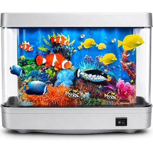 Linda's Essentials Fake Fish Tank Frutiger Aero Fish Lamp - Fake Aquarium Decorative Lamp, Artificial Fish Tank with Moving Fishes, LED Artificial Aquarium Night Light, Plug in Moving Lamp