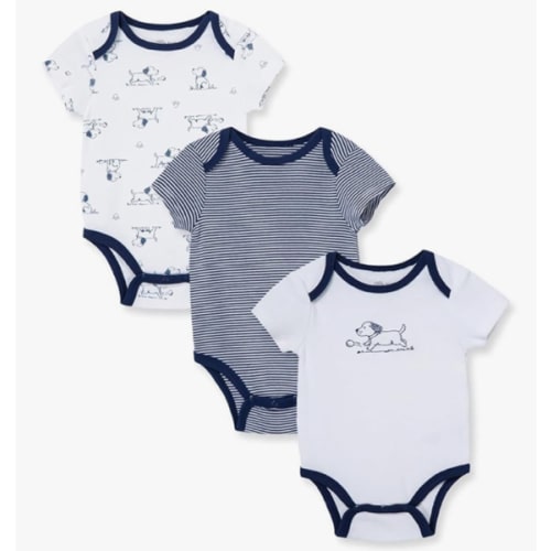 Little Me Clothes for Baby 3-Pack 100% Cotton Scratch Free Tag Bodysuits, Newborn to 9 Months