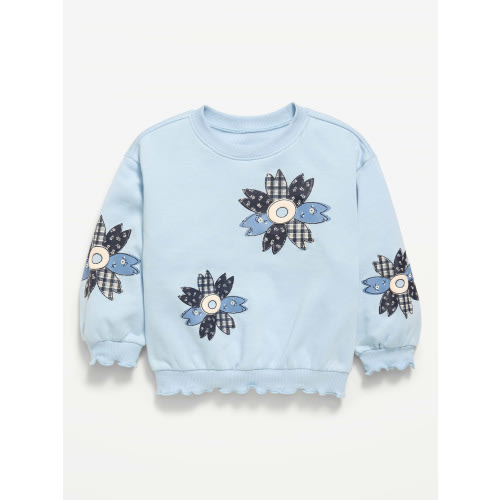 Long-Sleeve Graphic Lettuce-Edge Sweatshirt for Toddler Girls