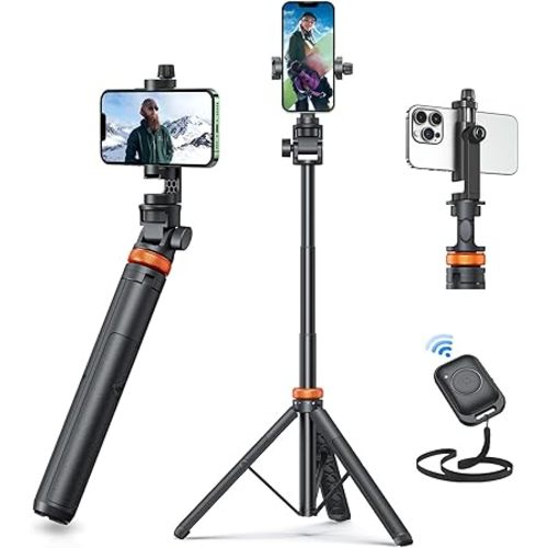 EUCOS 62" Phone Tripod, Tripod for iPhone & Selfie Stick with Remote