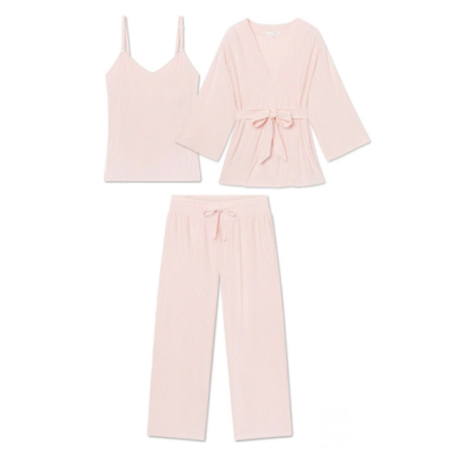 LAKE | Women | DreamModal™ Pajamas | English Rose Pencil Stripe Maternity Kimono Bundle