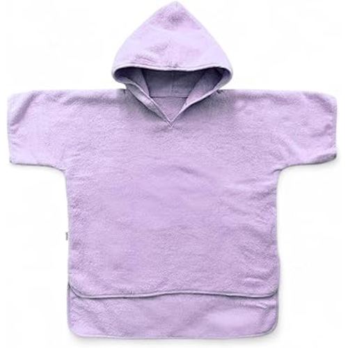 Hooded Poncho Towel for Toddler Boy & Girl - 100% Soft Organic Cotton, Absorbent, Breathable, Lightweight. Ideal for Bath, Pool, Beach Size 2-3T (Soft Lilac, 2-3T)