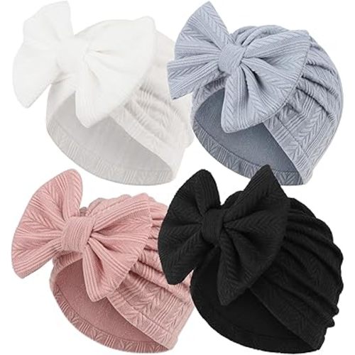 Newborn Baby Girl Hats with Bow Toddler Infant Beanie Cap Newborn Hospital Hats for Baby Girl Kid 3-12 Months