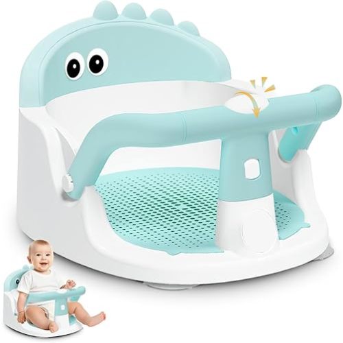Baby Bath Seat for Babies 6 Months & Up Sitting Up, Non-Slip Baby Bath Chair with Suction Cup, Safe and Comfortable Portable Infant Bath Seat for Bathroom, Bathtub Tub, Easy to Clean (Green)