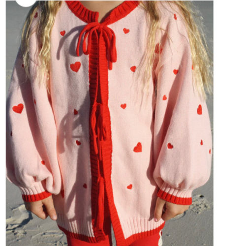 Heart Tie Up Cardigan ✿ Berry – Poss & Soss