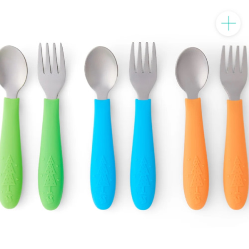 Babies/Toddler Stainless Steel Spoons + Forks with Silicone Handle