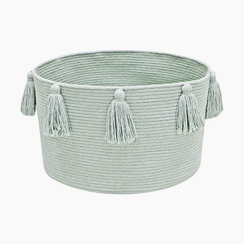 Lorena Canals Cotton Tassel Basket - Blue Sage