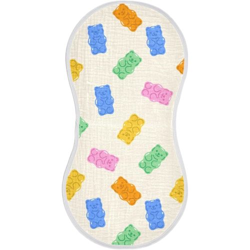 vvfelixl Colorful Gummy Bears Burp Cloths for Baby Boy Girls Baby Washcloths Burp Rags 1 Pack