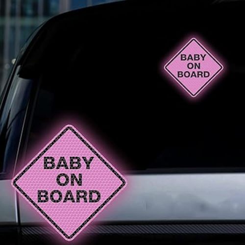 Baby on Board Stickers for Cars, Nouiroy Super Strong Reflective Classic Baby Caution Decals and Stickers 3.5 * 3.5in Car Window Bumper Safety Warning Sign Waterproof Auto Vinyl Sticker, Purple