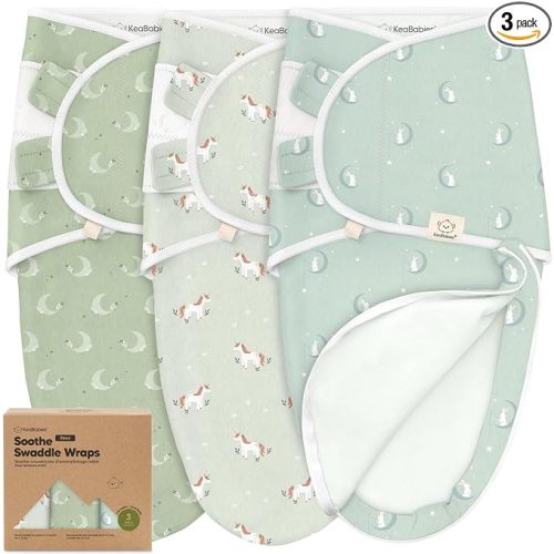 KeaBabies Newborn Swaddles with Zippers, 3pk Baby Swaddle (Lunaris, 0-3M) | Organic Cotton Swaddles for Newborn, Baby Swaddle 0-3 Months, Infant, Baby Girls, Boys, Soft & Durable, Easy Diaper Change