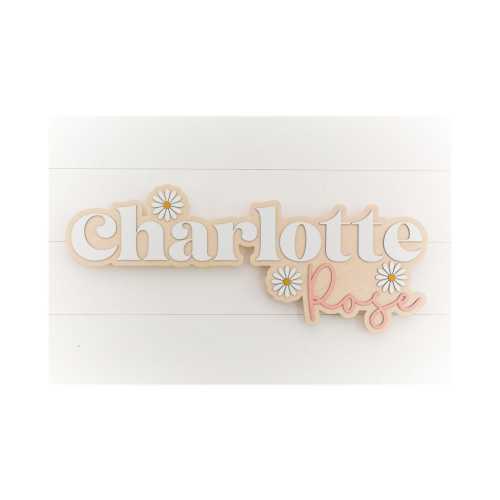 Custom wood name sign | Boho name sign | Girls Name Sign | Above crib sign | Baby shower gift | Daisy wood sign  | Retro Nursery Sign