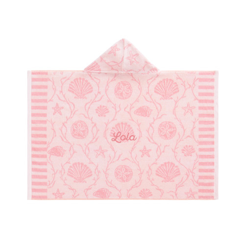 Seashells Plush Jacquard Baby Beach Hooded Towel UPF 50+