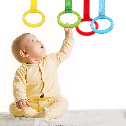 Playpen Pull Up Rings,4 Colors Baby Pull Up Rings For Playpen,Pull To Stand Toys Hanging,Plastic Baby Walking Helper,Gravitational Upward Ring,Baby Toy Strap,Crib Accessories For Infant Baby Toddler