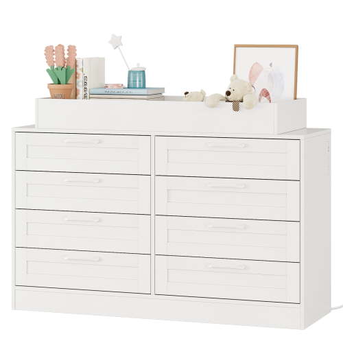 Modern 8-Drawer Dresser – Spacious Wood Chest, Multi-Drawer Organizer for Bedroom, Nursery, Living Room, Hallway & Closet