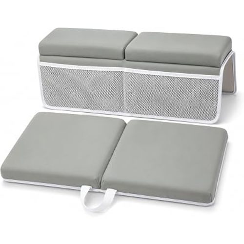 Bath Kneeler and Elbow Rest Set, 1.5" Thick, 6 Suction Cups, Grey