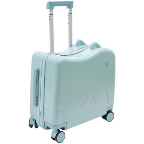 Bitodd 18" Kids Riding Suitcase, Rectangular Kids Luggage, Travel Trolley Case, Freestanding Rolling Luggage with Lock for Short Trips, School Trips, Outings (Azure Blue)