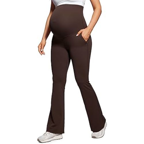 CRZ YOGA Butterluxe Maternity Flare Leggings Pockets 31'' - Workout Yoga Bootcut Pregnancy Womens Pants Over The Belly