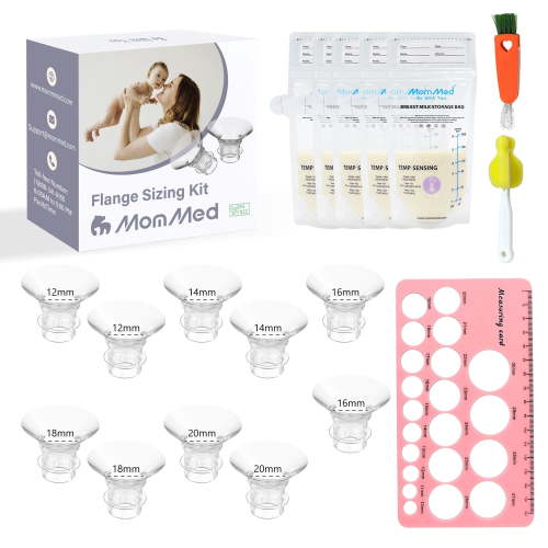 MomMed Flange Sizing Kit (10PCS) 12/14/17/16/20mm Flange Inserts for 24mm Shields, Compatible with Spectra, Momcozy, Bellababy, Paruu and Most Pumps - Comfort and Convenience