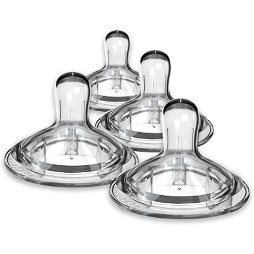 Nanobebe Nipples Baby Bottle Nipples, Silicone Nipple, Triple Vented, Ready to Use, 4-Pack, Medium Flow