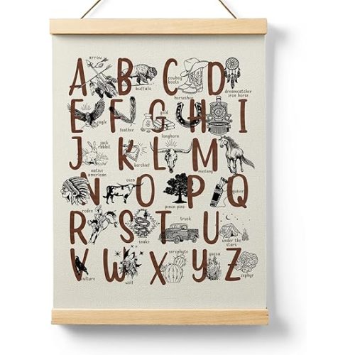 Ryeolo Cowboy Alphabet Poster Hanger Frame 12.5x17 Inch, Cowboy & Cowgirl Hanger Frame, Western Nursery Decor