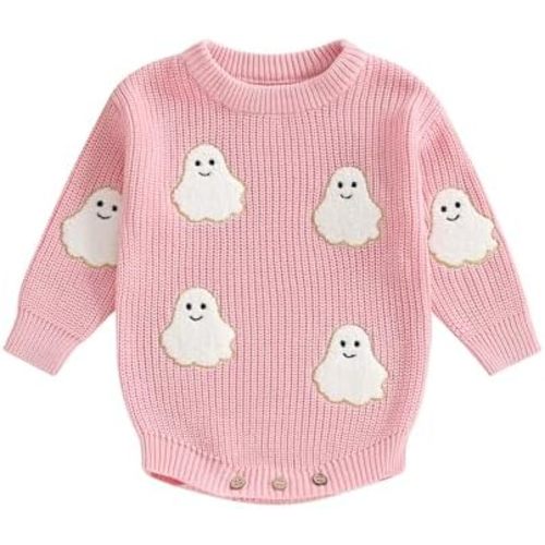 My First Halloween Baby Girl Outfit Newborn Ghost Sweater Romper Onesie Cute Halloween Clothes Infant Fall Outfits