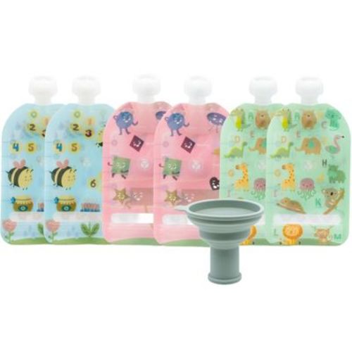 WeeSprout Double Zipper Reusable Food Pouches for Babies & Toddlers, 6-Pack