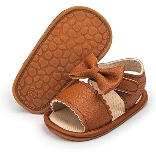 Meckior Baby Toddler Infant Girls PU Leather Soft Open Toe Summer Sandals Flower Princess Flat Shoes