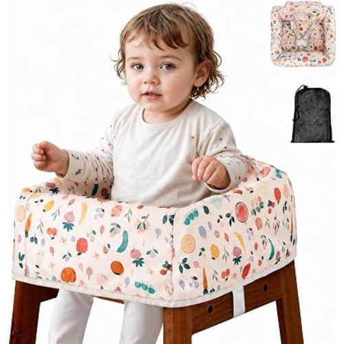 Baby High Chair Cover for Restaurants with Safety Harness White