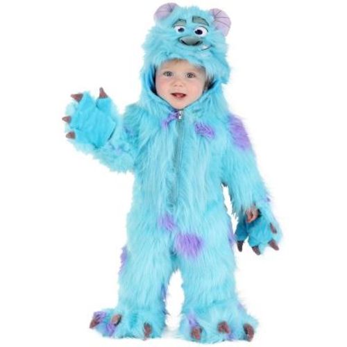 HalloweenCostumes.com 6/9 Months Infant Disney Monsters Inc Sulley Halloween Costume | Blue Monster Hooded Jumpsuit, Blue/Purple/Brown