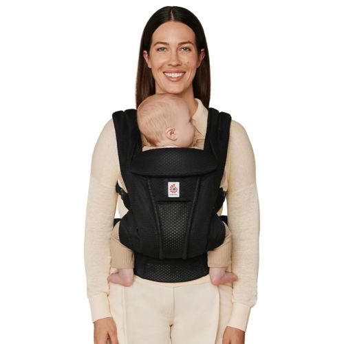 Ergobaby Omni Deluxe Baby Carrier Newborn to Toddler - Breathable Baby Carriers for Summer - All-Position Carrier with Enhanced Lumbar Support & Airflow (7-45 Pounds), Mesh, Onyx Black